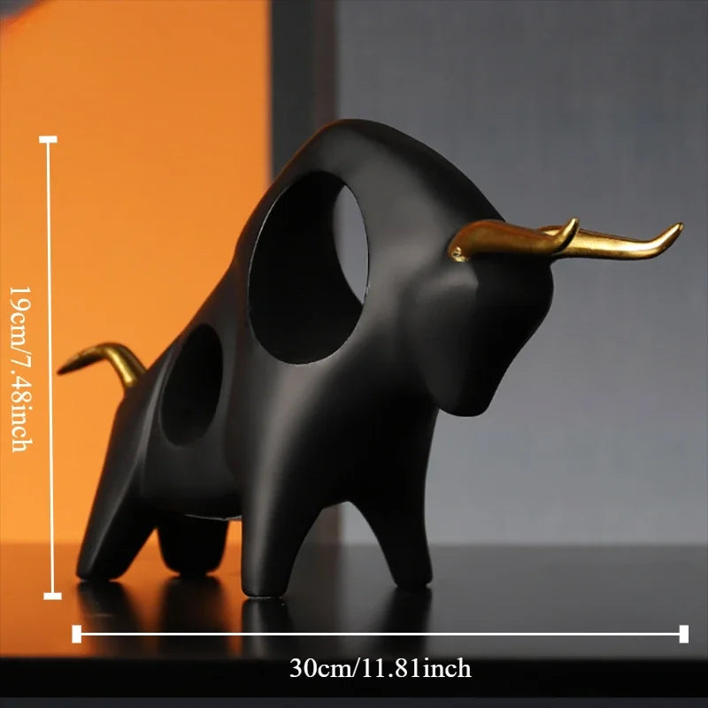 Cattle Statue Ox Home Decor Living Room Bull Sculpture Wine TV Cabinet Ornament Crafts Abstract Animal Figurine