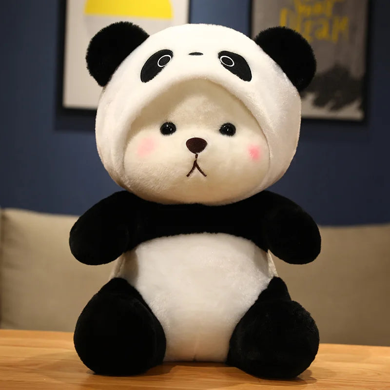 25-60Cm Giant Teddy Bear Cosplay Panda Dinosaur Chick Bunny Pig Kawaii Hooded Cartoon Animals Plushie Pillow Sit Kids Birthday
