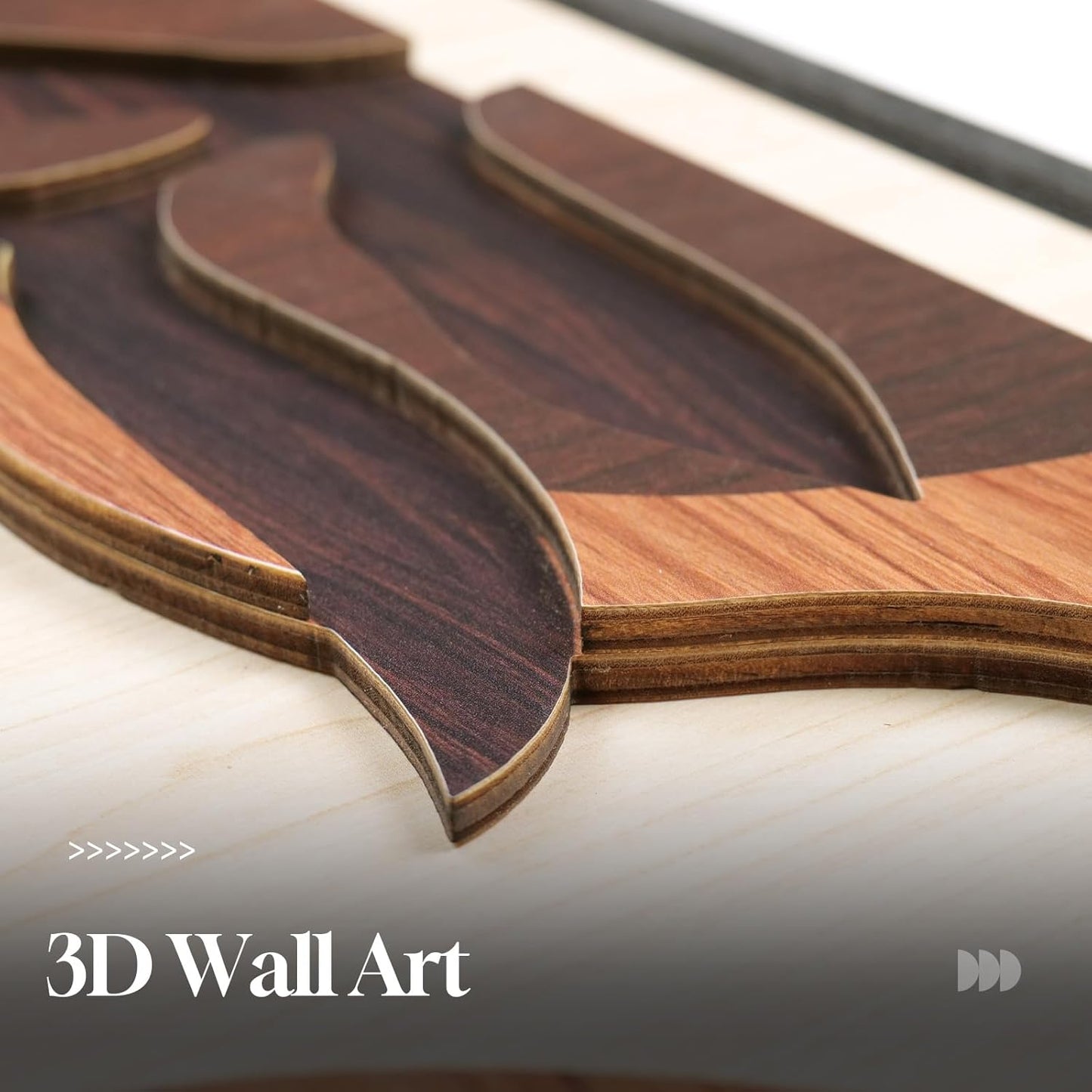 Framed Wood 3D Boho Textured Wall Art for Living Room, Large 3 Piece Carved Wooden Tropical Botanical Artwork for Walls, Brown Monstera Leaf Wood Bedroom Dining Room Home Office Wall Decor, 20X30 Inch
