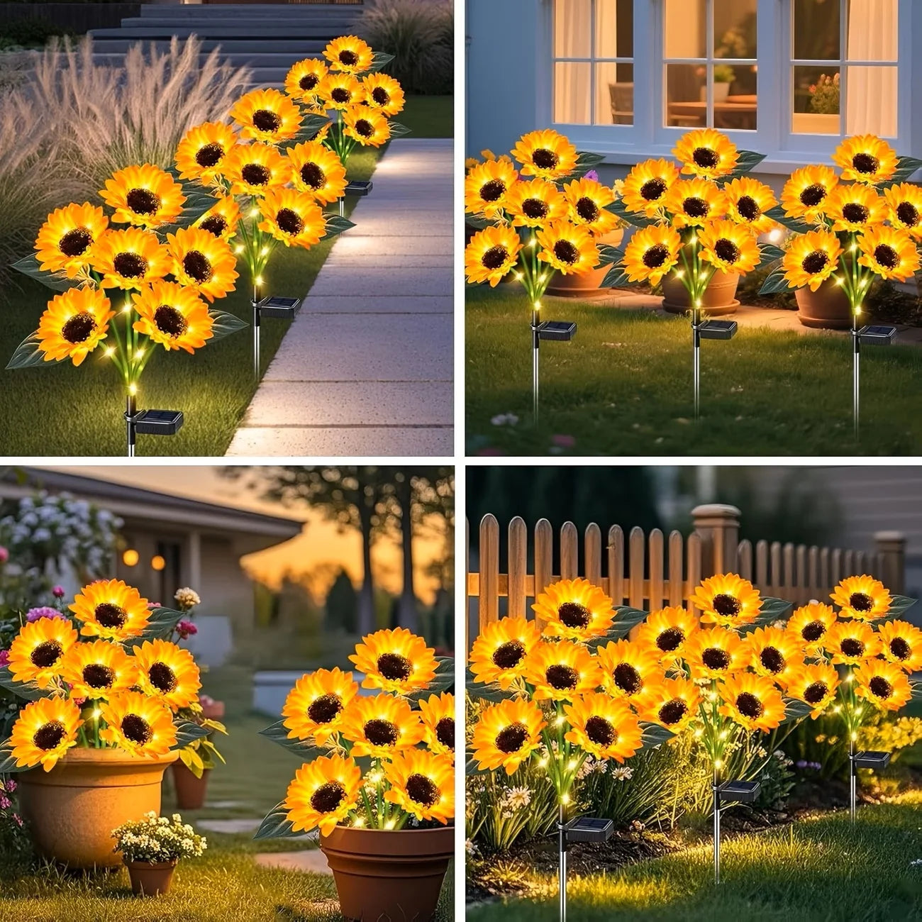 Solar Lights Outdoor Decor - Upgraded,Solar Sunflower Lights,Waterproof Solar Outdoor Lights Auto On/Off Solar Decorative Lights