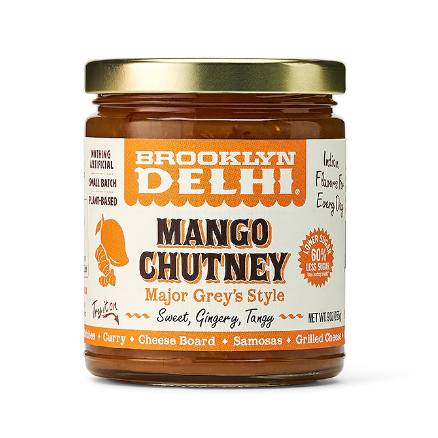 Mango Chutney - 9 Ounces - Made with Ripe Mangos, Golden Raisins, Fresh Ginger, Garam Masala, and Lemon Juice for a Nice Sour Note - Vegan - No Artificial Additives