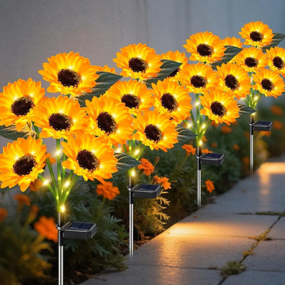 Solar Lights Outdoor Decor - Upgraded,Solar Sunflower Lights,Waterproof Solar Outdoor Lights Auto On/Off Solar Decorative Lights