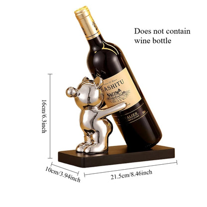 Ceramic Teddy Bear Red Wine Rack Statue Luxurious High-End Living Room Home Decor Dining Area TV Cabinet Wine Cabinet Decoration