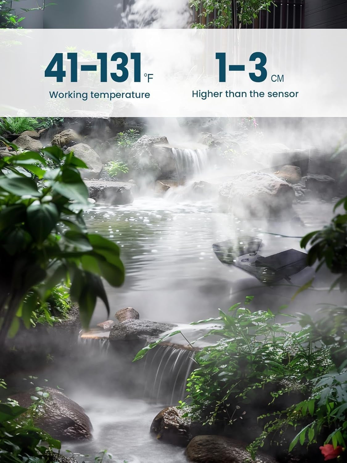 12 Head Ultrasonic Mist Maker, 9000Ml/H Ultrasonic Fogger, Pond Fogger with Float Buoy, IP67 Waterproof Mist Maker for Pond, Greenhouse, Water Fountain, Garden and Halloween Decoration