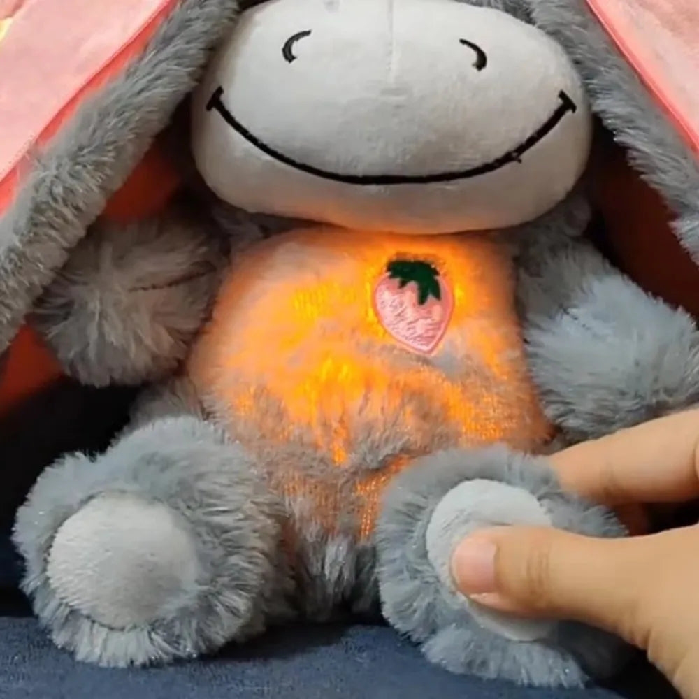 Creative 12.6Inch Luminous Breathing Doll Plush Strawberry Breathing Stuffed Doll Soft Donkey Cartoon Plush Doll Birthday Gift