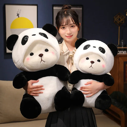 25-60Cm Giant Teddy Bear Cosplay Panda Dinosaur Chick Bunny Pig Kawaii Hooded Cartoon Animals Plushie Pillow Sit Kids Birthday