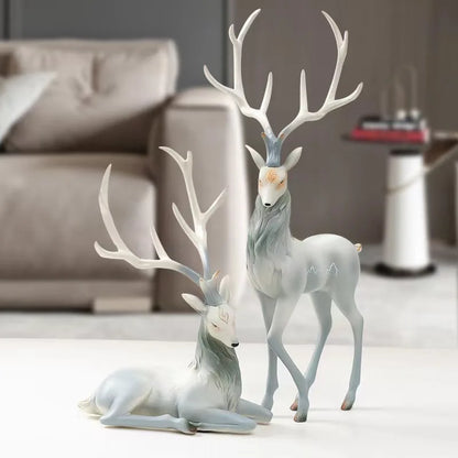 High End Deer Statue Reindeer Figurines Resin Sculpture for Living Room Luxury Home Decoration Nordic Tabletop Ornaments New
