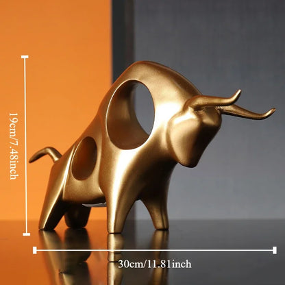 Cattle Statue Ox Home Decor Living Room Bull Sculpture Wine TV Cabinet Ornament Crafts Abstract Animal Figurine