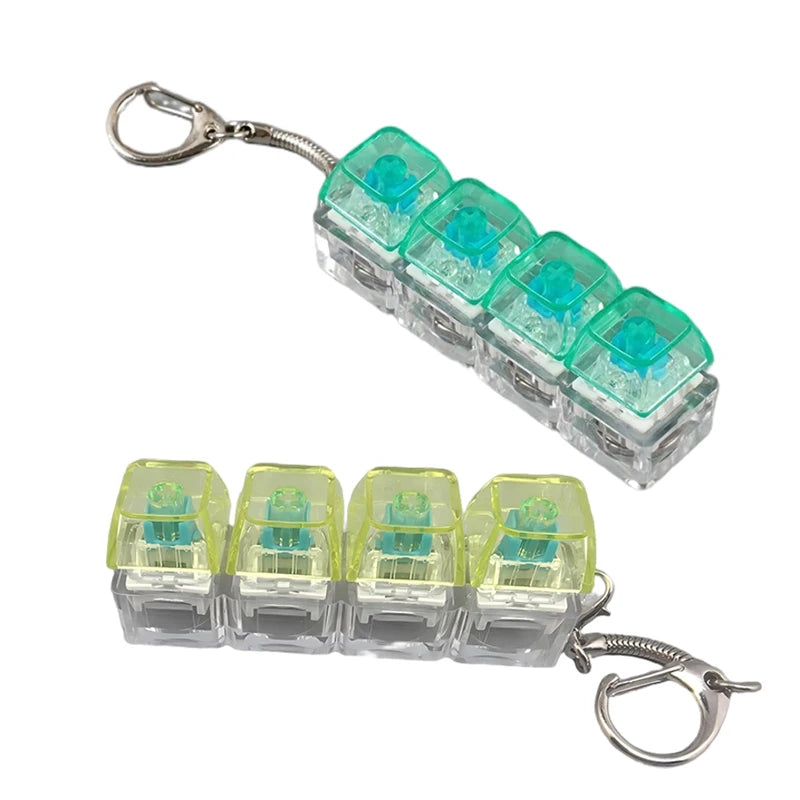 LED Keyboard Keychain Fidget Toys Crystal Clicker Sensory Toy for Stress Relief Keyboard Keychain Fidget Gadget for Adults Kids