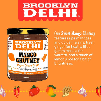 Mango Chutney - 9 Ounces - Made with Ripe Mangos, Golden Raisins, Fresh Ginger, Garam Masala, and Lemon Juice for a Nice Sour Note - Vegan - No Artificial Additives
