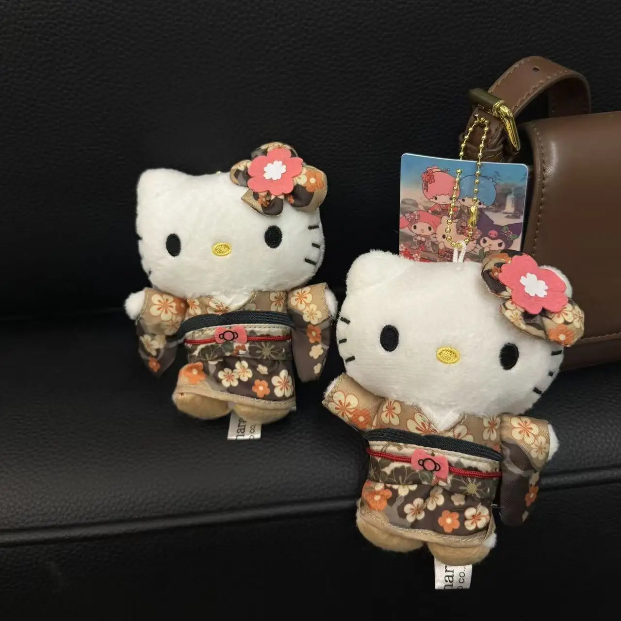 Hello Kitty Kimono Series Plush Keychain Cute Floral Japanese Style Kimono Plush Doll Pendant for Girl'S Bag Decor Kawaii Gifts