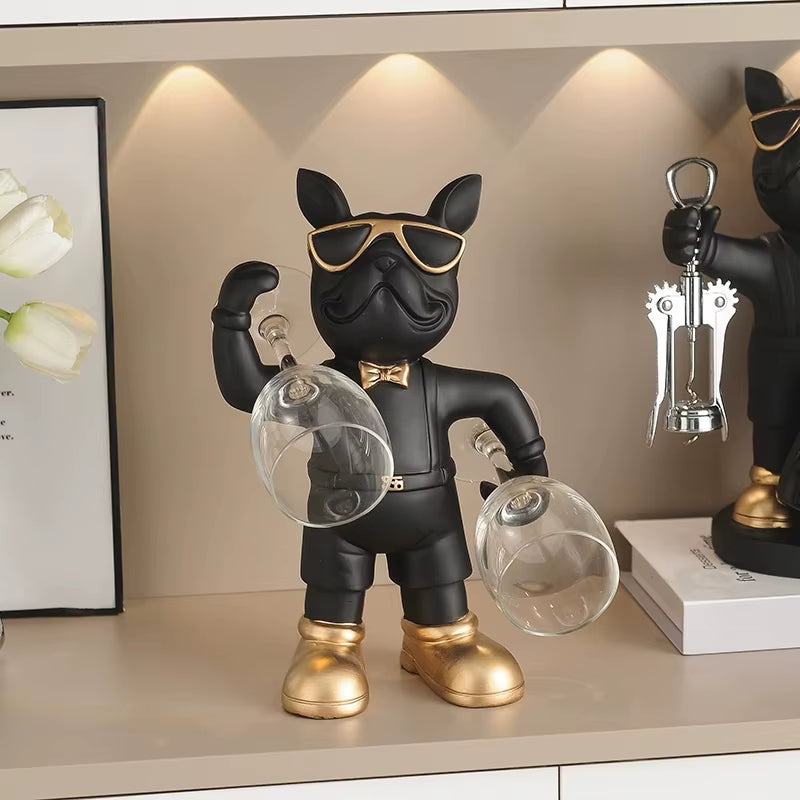 French Bulldog Wine Holder Resin Wine Racks Countertop Wine Stand Wine Bottle Holder Wine Bottle Rack Home Office Decor