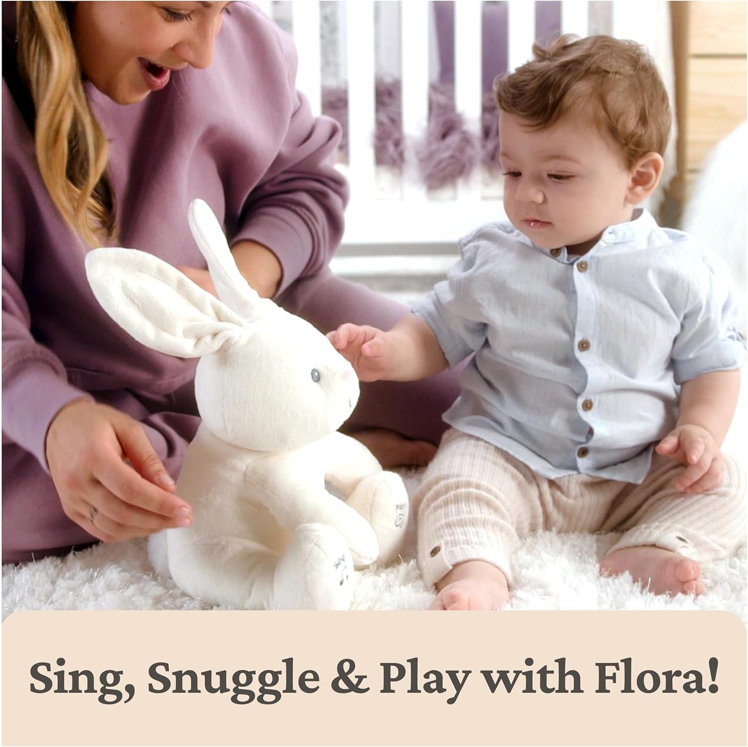 GUND Baby Flora the Bunny Animated Plush, Singing Stuffed Animal Toy for Ages 0 and Up, Cream, 12" (Styles May Vary)