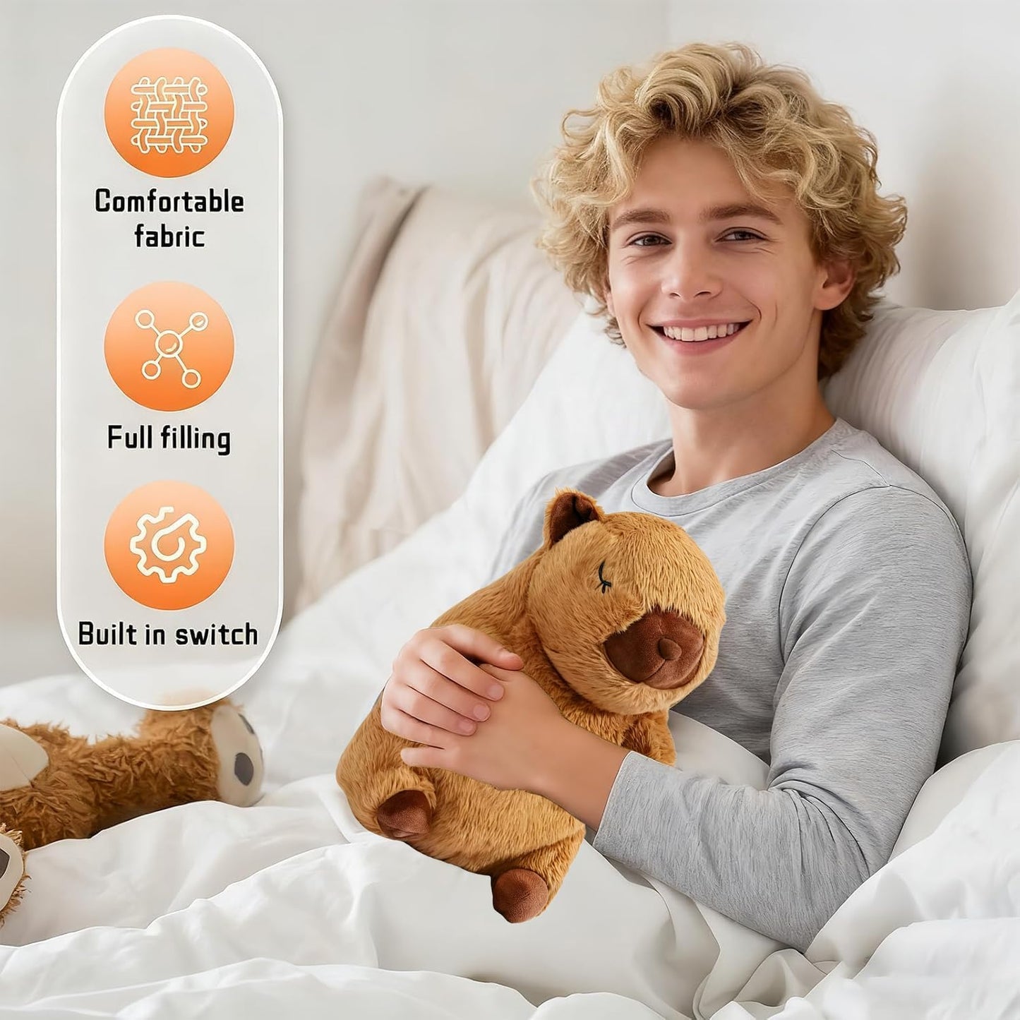 Breathing Stuffed Animal, Breathing Plush, Simulated Breathing Sounds, 4 Gear Adjustment, Volume Control, Portable Plush Toy with Music & Lights