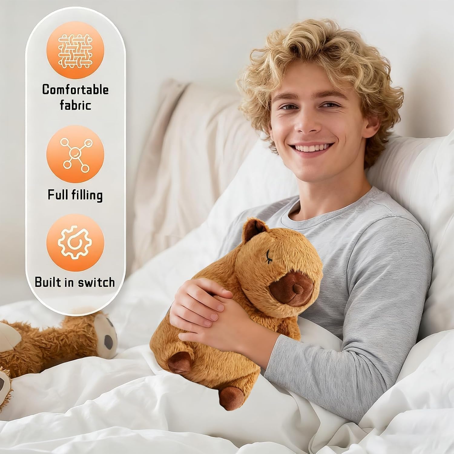 Breathing Stuffed Animal, Breathing Plush, Simulated Breathing Sounds, 4 Gear Adjustment, Volume Control, Portable Plush Toy with Music & Lights