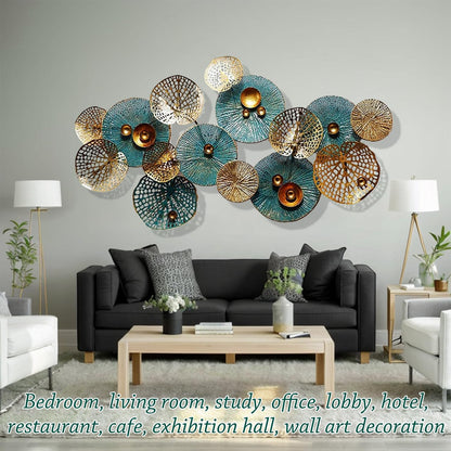 Metal Wall Decor for Living Room, Metal Flower Wall Art, 3D Stacked Leaves Wall Art Decor, Modern Lotus Flower Hanging Wall Decor (C 50 Inch X 26 Inch)