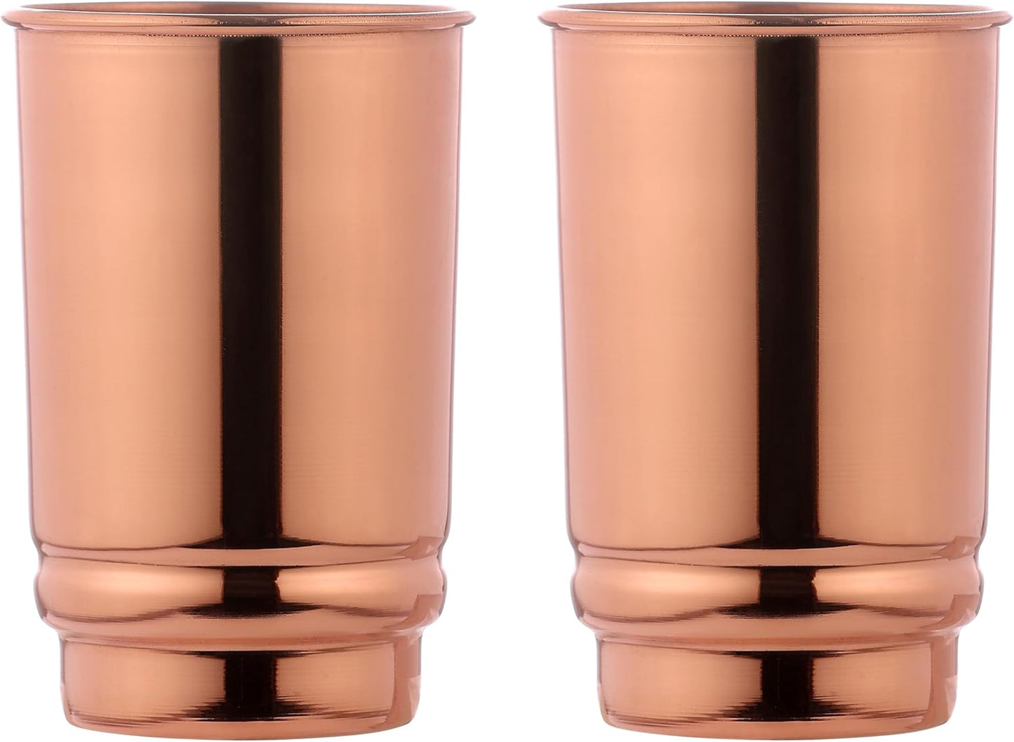 Copper Tumbler Set of 2 - Pure Copper Drinking Tumbler for Water, Ayurvedic Copper Tumbler for Daily Use, Glossy Finish, 11.83 Oz (350 Ml)