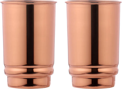 Copper Tumbler Set of 2 - Pure Copper Drinking Tumbler for Water, Ayurvedic Copper Tumbler for Daily Use, Glossy Finish, 11.83 Oz (350 Ml)