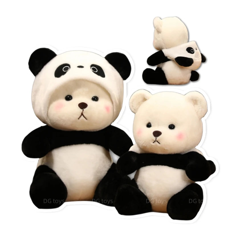 25-60Cm Giant Teddy Bear Cosplay Panda Dinosaur Chick Bunny Pig Kawaii Hooded Cartoon Animals Plushie Pillow Sit Kids Birthday