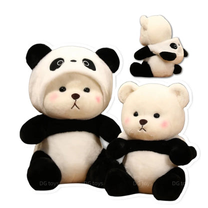 25-60Cm Giant Teddy Bear Cosplay Panda Dinosaur Chick Bunny Pig Kawaii Hooded Cartoon Animals Plushie Pillow Sit Kids Birthday