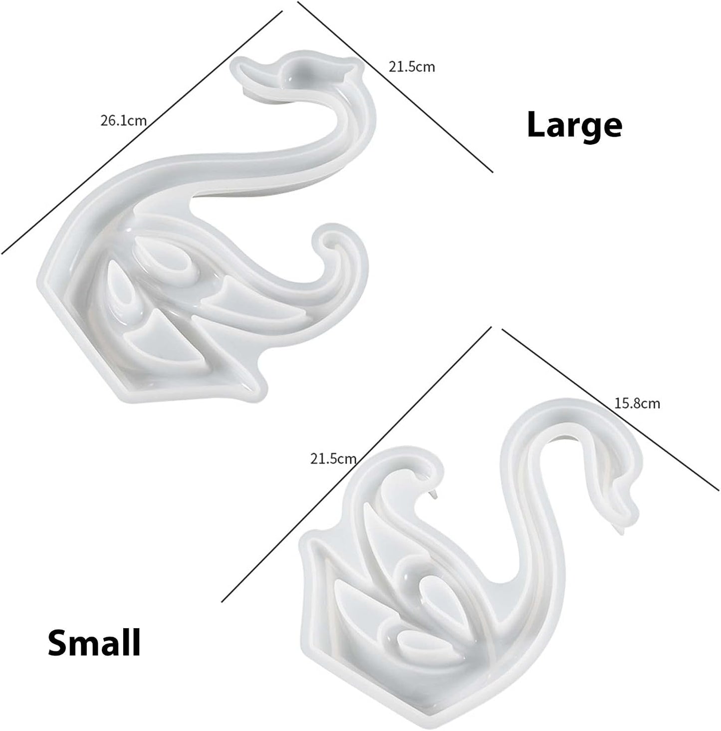 2 Pack Swan Molds Swan Resin Mold - Resin Casting Silicone Molds for Home Decor & Candle Making Wave Spiral Mold