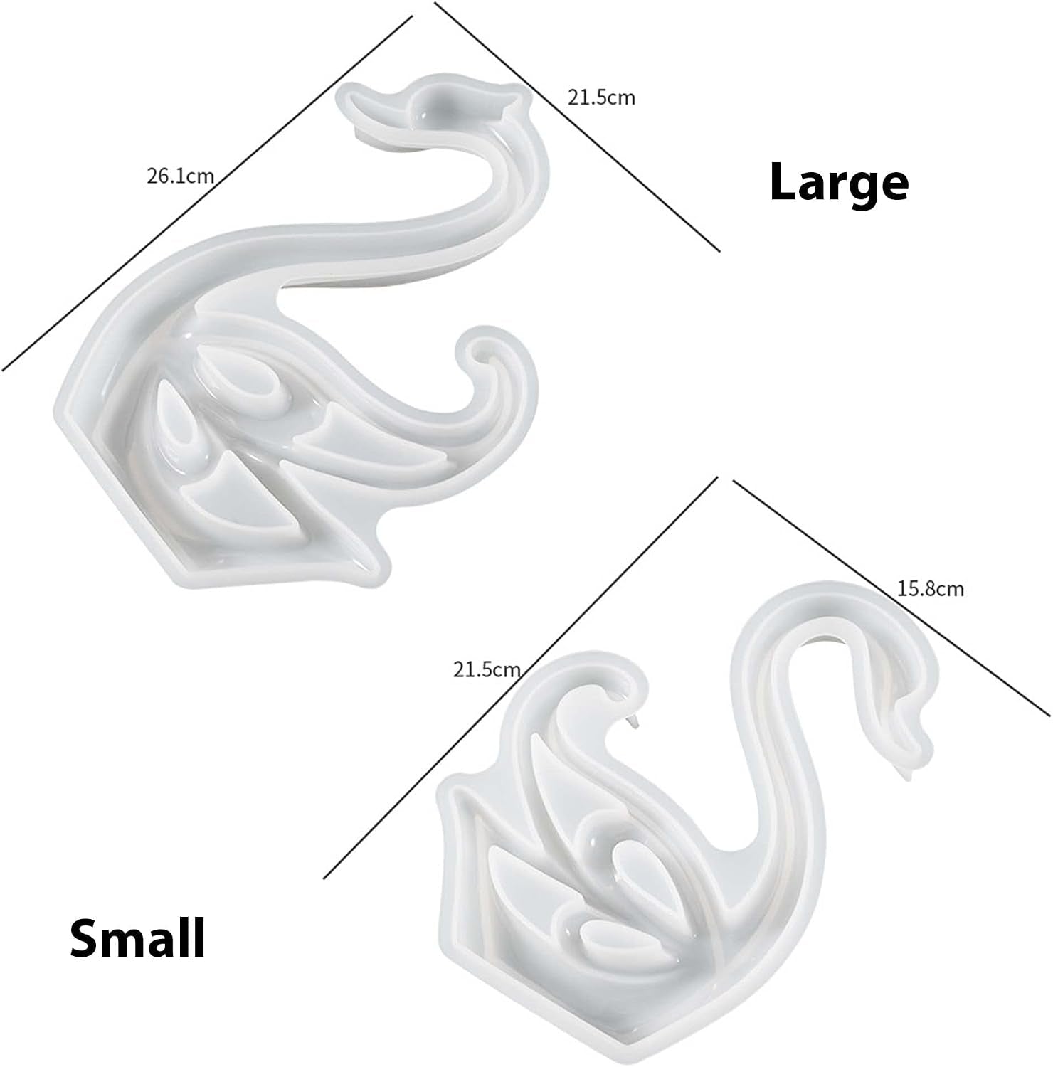 2 Pack Swan Molds Swan Resin Mold - Resin Casting Silicone Molds for Home Decor & Candle Making Wave Spiral Mold