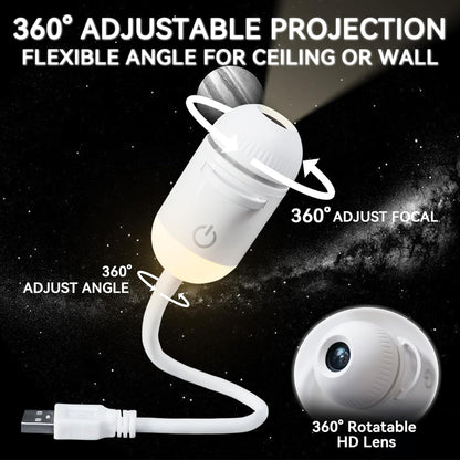 2-In-1 Galaxy Projector Night Light with 5 Sliding Projection Films, Adjustable Brightness & Focus, 360° Rotating Design, USB Starry Sky Night Light Projector for Bedroom Car Ceiling Decor
