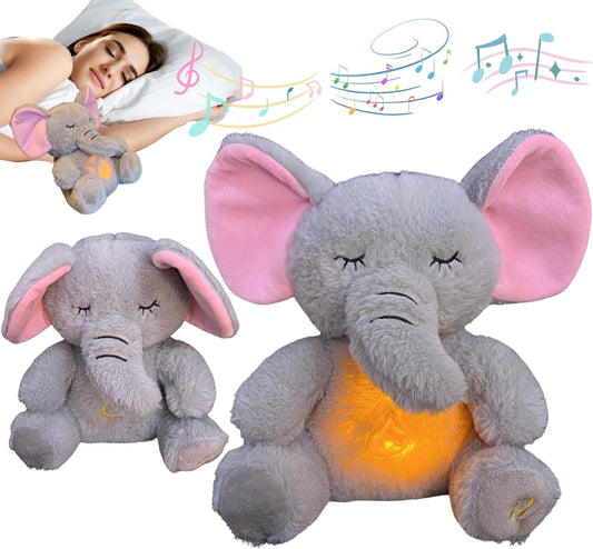 Anxiety Relief Koala Elephant, Breathing Teddy Anxiety Bear with Calming Music, Lights, Sleeping Otter Plush, Soothing Elephant for Adults & Kids, Stress Relief Stuffed Animal