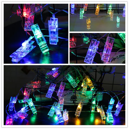 Photo Clip String Lights Warm Fairy Lights String Hangs Festoon Lights Outdoor Garland Lights Battery Wedding Decoration Lights