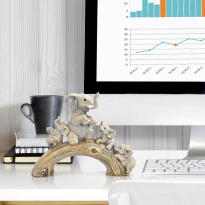 Elephant Statue Home Decor, Cute Resin Elephants Figurine, Good Luck Elephant Gift for Women Mother'S Day, Rustic Elephants Shelf Ornament Trunk up for Living Room Bedroom Office
