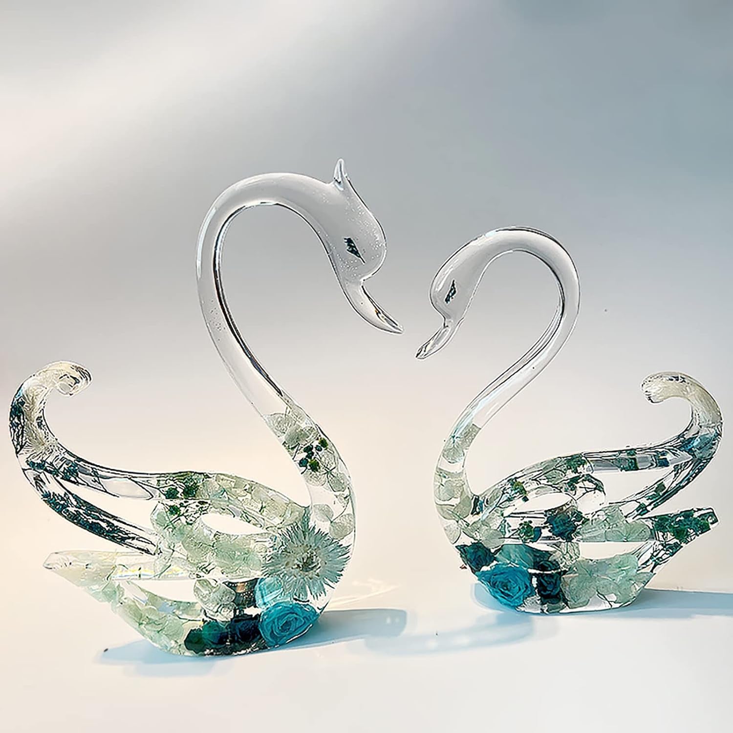 2 Pack Swan Molds Swan Resin Mold - Resin Casting Silicone Molds for Home Decor & Candle Making Wave Spiral Mold