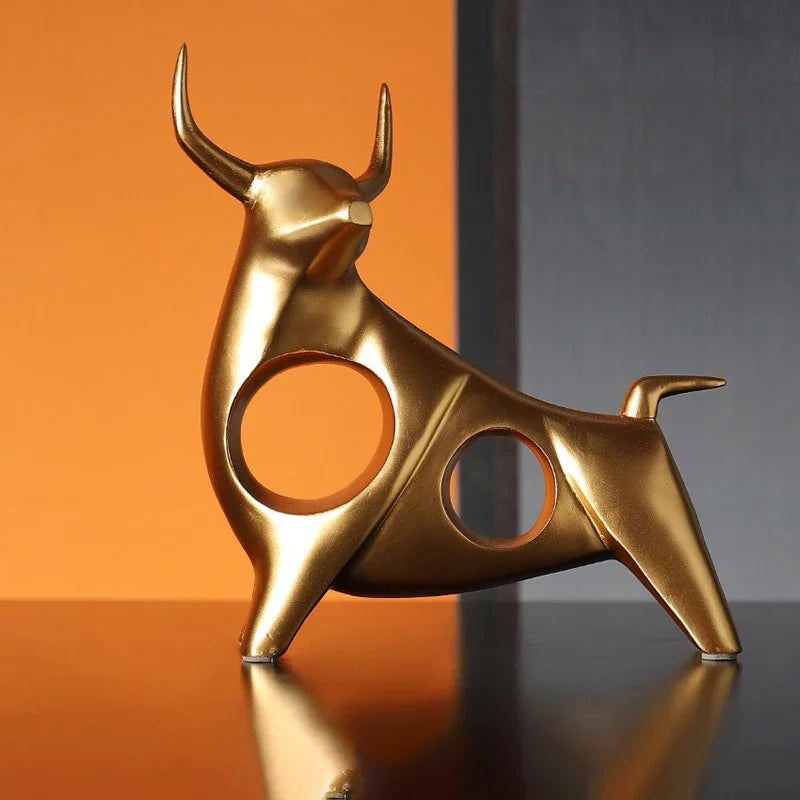 Cattle Statue Ox Home Decor Living Room Bull Sculpture Wine TV Cabinet Ornament Crafts Abstract Animal Figurine