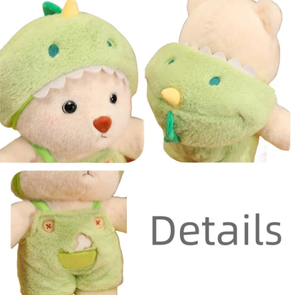 25-60Cm Giant Teddy Bear Cosplay Panda Dinosaur Chick Bunny Pig Kawaii Hooded Cartoon Animals Plushie Pillow Sit Kids Birthday