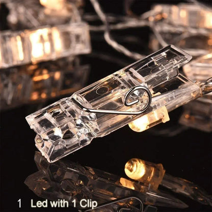Photo Clip String Lights Warm Fairy Lights String Hangs Festoon Lights Outdoor Garland Lights Battery Wedding Decoration Lights