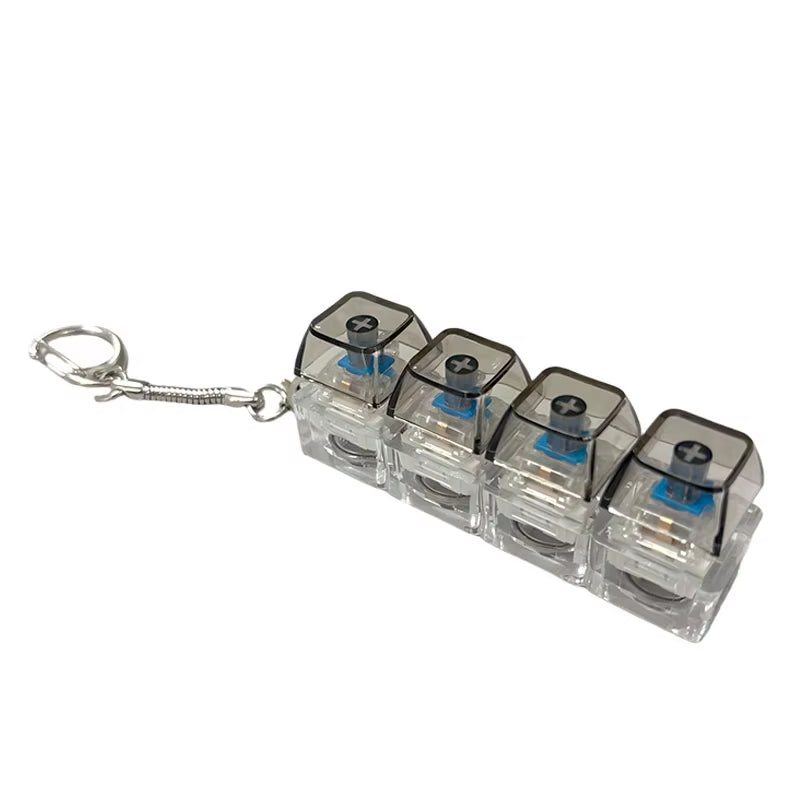 LED Keyboard Keychain Fidget Toys Crystal Clicker Sensory Toy for Stress Relief Keyboard Keychain Fidget Gadget for Adults Kids