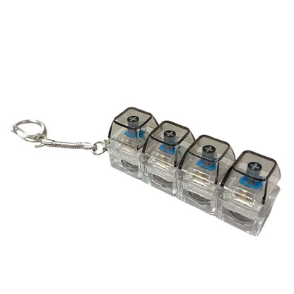 LED Keyboard Keychain Fidget Toys Crystal Clicker Sensory Toy for Stress Relief Keyboard Keychain Fidget Gadget for Adults Kids