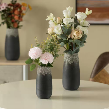 Modern Farmhouse Home Décor Accents; Boho Vases for Table Decor, Black Ceramic Centerpiece Vase for Home Decor, Set of 3