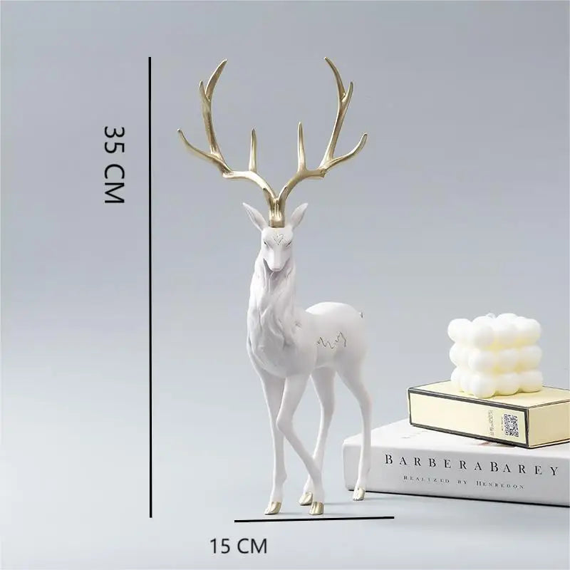 High End Deer Statue Reindeer Figurines Resin Sculpture for Living Room Luxury Home Decoration Nordic Tabletop Ornaments New