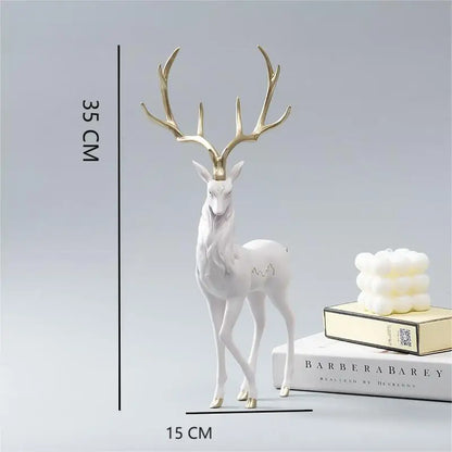 High End Deer Statue Reindeer Figurines Resin Sculpture for Living Room Luxury Home Decoration Nordic Tabletop Ornaments New