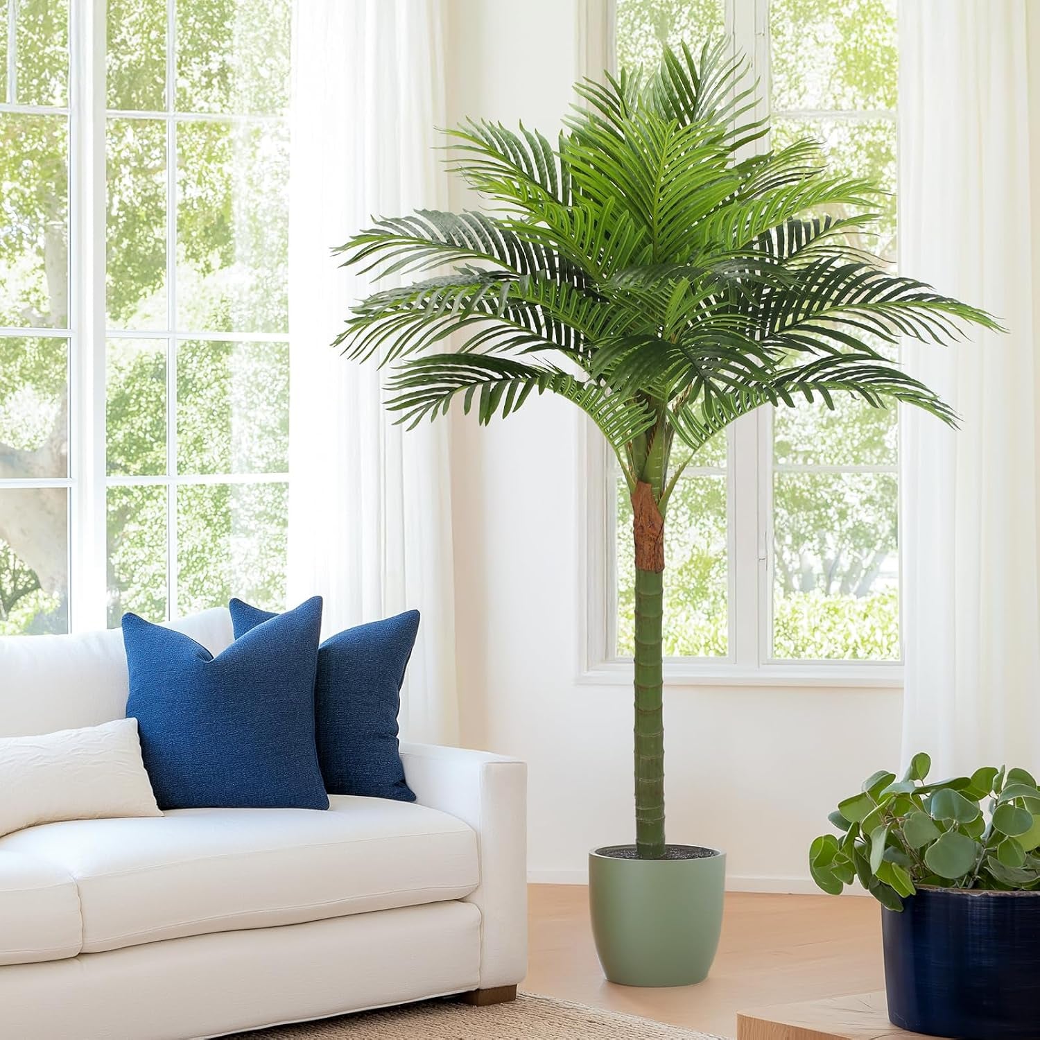 Palm Tree Artificial Tropical Plant 5FT Tall Faux Plants Indoor Fake Floor Plants Decorative Palm Tree Large Office Plant Artificial Palm Trees for Home House Decor