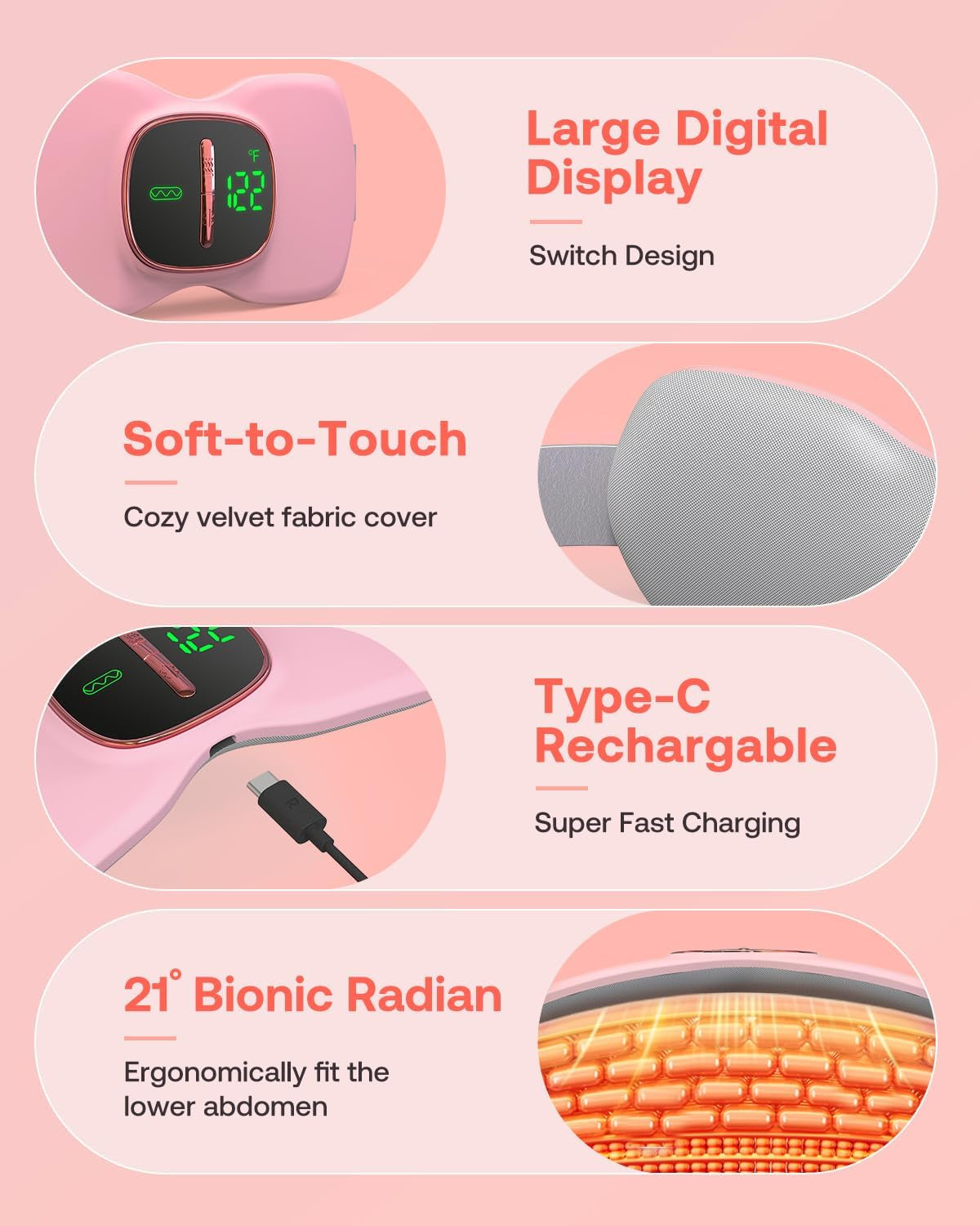 Heating Pad for Period Cramps, Portable Menstrual Heating Pad, Period Pain Relief Heated Pad, Back or Belly Heating Belt, for Her Women Girl Friend Wife