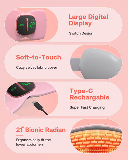 Heating Pad for Period Cramps, Portable Menstrual Heating Pad, Period Pain Relief Heated Pad, Back or Belly Heating Belt, for Her Women Girl Friend Wife