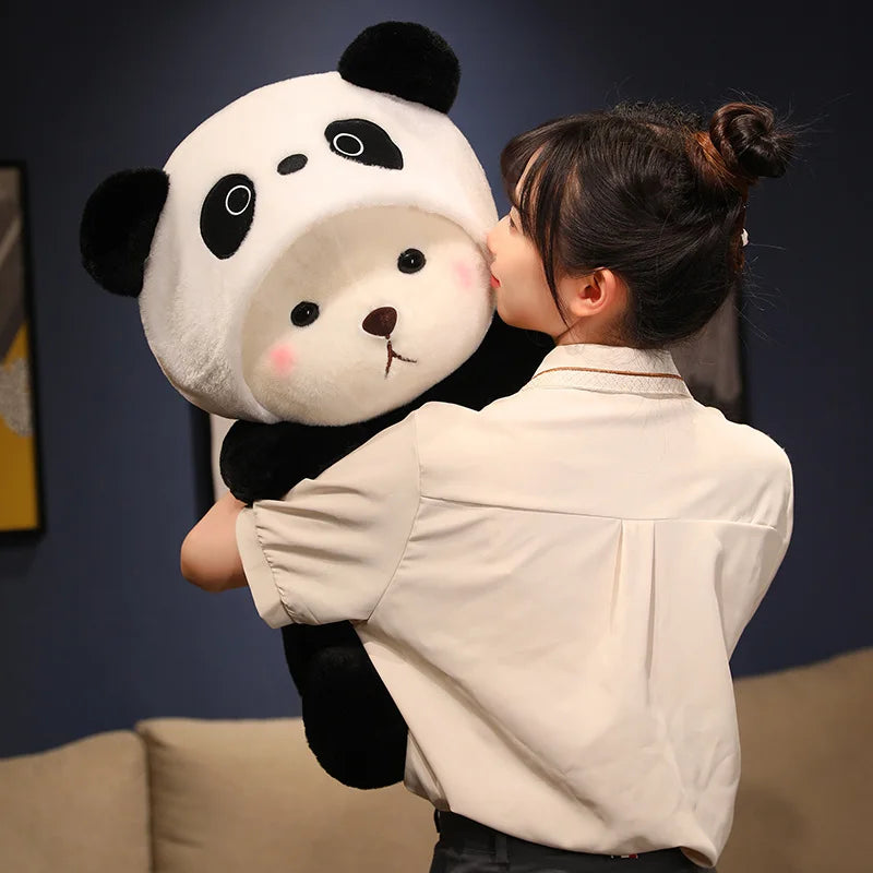 25-60Cm Giant Teddy Bear Cosplay Panda Dinosaur Chick Bunny Pig Kawaii Hooded Cartoon Animals Plushie Pillow Sit Kids Birthday