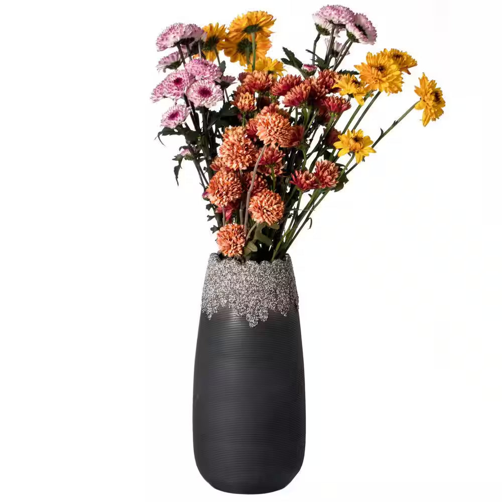 Modern Farmhouse Home Décor Accents; Boho Vases for Table Decor, Black Ceramic Centerpiece Vase for Home Decor, Set of 3