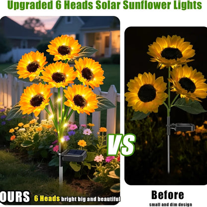 Solar Lights Outdoor Decor - Upgraded,Solar Sunflower Lights,Waterproof Solar Outdoor Lights Auto On/Off Solar Decorative Lights