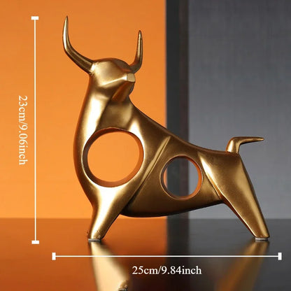 Cattle Statue Ox Home Decor Living Room Bull Sculpture Wine TV Cabinet Ornament Crafts Abstract Animal Figurine