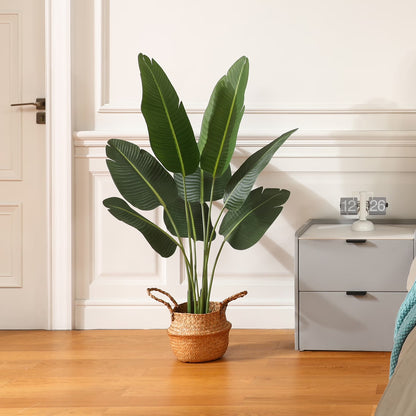 4 Feet Artificial Bird of Paradise Plant Fake Tropical Palm Tree for Indoor Outdoor, Perfect Faux Plants for Home Garden Office Store Decoration