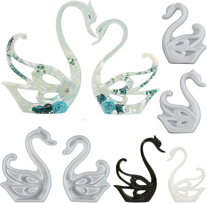 2 Pack Swan Molds Swan Resin Mold - Resin Casting Silicone Molds for Home Decor & Candle Making Wave Spiral Mold