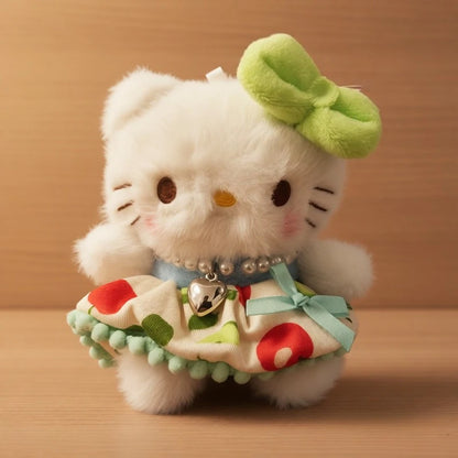 Hello Kitty Sweet Lolita Plush Keychain Pearl Necklace Dress Design Kawaii Kitty Plush Doll Pendant Perfect for Girls Bag Decor