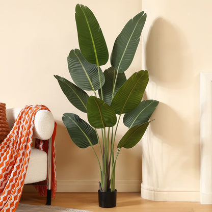4 Feet Artificial Bird of Paradise Plant Fake Tropical Palm Tree for Indoor Outdoor, Perfect Faux Plants for Home Garden Office Store Decoration